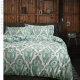 四件套全棉绿色小清新被套床上纯棉全棉床单枕套1.8m贡缎长绒棉