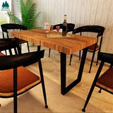 LOFT美式乡村复古实木铁艺餐桌椅组合长方形酒吧咖啡厅桌椅会议桌