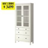 广州深圳IKEA宜家家居代购汉尼斯玻璃门三屉橱柜实木书柜90*197M