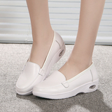 2016新款气垫护士鞋 白色真皮女鞋 轻便舒适工作鞋 平底防滑单鞋