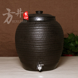 自助茶水 新品促销紫砂水缸粗陶带龙头陶瓷储水罐 茶缸陶瓷大水缸