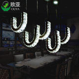 LED吊灯三头创意个性长方形餐厅灯卧室灯温馨服装店吧台水晶吊灯