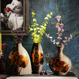 大号简约欧式地中海陶瓷三件套花瓶摆件 客厅装饰品摆设创意花器