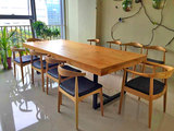 美式乡村实木家具办公电脑桌咖啡桌椅原木复古铁艺餐桌书桌会议桌