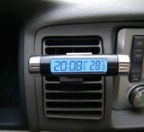 出风口夹式液晶电子表温度计 车内室内电子钟表 汽车用品 包邮
