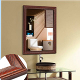 新古典美式乡村实木框防雾浴室镜化妆镜欧式壁挂卫浴镜卫生间镜子