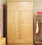 简约全实木衣柜双门卧室小型儿童松木头整体衣橱家具 特价样品