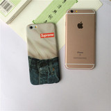 简约牛仔裤iphone6手机壳supreme个性苹果6plus磨砂水贴硬壳批发