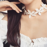 韩国蕾丝花朵装饰项链女锁骨链日韩版简约颈链脖链颈带项圈配饰品