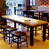 美式复古实木星巴克桌椅 餐厅酒吧台高脚椅餐椅会议办公桌