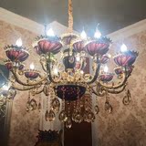 锌合金玻璃水晶吊灯客厅卧室欧式复古吊灯别墅餐厅酒店工程吊灯具