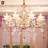 欧式客厅吊灯玉石水晶吊灯奢华浪漫现代蜡烛灯卧室装修锌合金灯具
