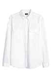 6折HM H＆M专柜正品代购男士棉质府绸白衬衫纯棉长袖衬衣白色现货