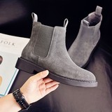 韩国代购2016春秋新款真皮女靴圆头低跟短靴套脚马丁靴切尔西靴