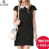 商场代购ELAND衣恋15年夏季修身黑色连衣裙EEOW52355B专柜正品