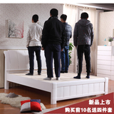 白色实木床1.5m双人床1.8简约现代橡木床简单床硬板床经济型婚床