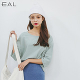 EAL2016韩版夏季新款小清新纯色落肩中袖T恤打底衫女A33