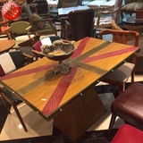 实木彩色餐桌椅组合复古拼色咖啡厅西餐厅桌椅主题餐厅定制桌椅