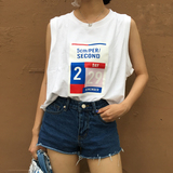 韩国ulzzang夏季新款BF风宽松百搭字母印花外穿短款无袖T恤背心女