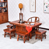 仿古家具古典中式多功能实木雕花功夫茶桌椅组合泡茶将军台桌茶几