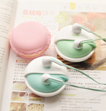 韩版女学生可爱粉马卡龙耳机 入耳式手机线控耳麦带麦收纳盒 包邮