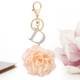 韩国创意水钻字母布艺花朵挂饰汽车钥匙扣女士包包挂件钥匙链饰品