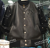 MLB专柜正品代购 男女士超酷NY黑色铆钉PU皮棒球服06600 06700