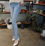 韩国代购进口正品Cherrykoko春款女士纯色新款V喇叭牛仔裤63PWJE1