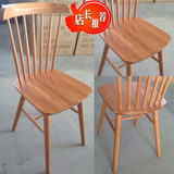 美式实木椅欧式餐椅复古榉木全实木温莎椅休闲靠背餐桌椅咖啡厅椅