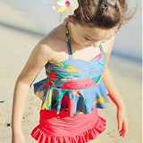 韩版儿童泳装女童游泳衣幼儿分体裙式泳装宝宝比基尼中大童
