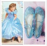 frozen冰雪奇缘艾莎女童凉鞋灰姑娘水晶鞋夏季儿童高跟爱莎公主鞋