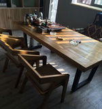 美式乡村北欧咖啡桌茶桌实木家具办公电脑桌复古铁艺餐厅桌椅组合