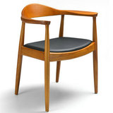 美式餐椅实木椅子复古总统椅北欧餐厅椅真皮圈椅电脑椅咖啡座椅
