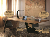 美式钢木电脑桌复古老板桌椅新款办公桌实木大班台简约主管桌书桌