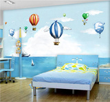 3d大型壁画儿童房背景墙纸海滩气球客厅电视沙发无纺布壁纸装饰画