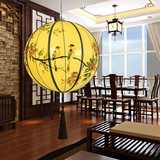 新古典中式手绘球型吊灯餐厅走廊卧室圆形灯笼布艺灯仿古简约灯具