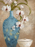 富贵兰花瓶美式白色花卉 田园风格小清新 画客厅装饰画画芯