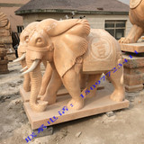精品石雕晚霞红大象大理石招财石头小象吉祥如意大象一对门口摆件