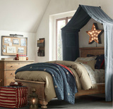 RH法式实木橡木儿童床 美式乡村实木雕花1.2米单人床1.5m卧室方床