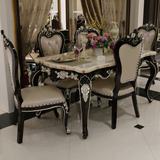 欧式餐桌椅组合 全实木框架大理石餐台 6人白色长方形饭桌椅家具