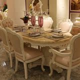 欧式大理石餐桌 美式实木餐桌椅组合椭圆吃饭桌田园1.6米2米家具