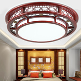 中式古典羊皮客厅吸顶灯餐厅卧室灯led圆形中国风实木灯具9012