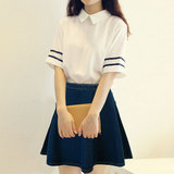 2016夏季新款时尚两件套套装短裙子韩版大码显瘦学生短袖连衣裙潮