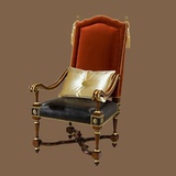 欧式实木雕花休闲椅新古典复古真皮布艺沙发椅酒店会所形象椅定制