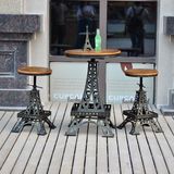 个性创意铁艺埃菲尔铁塔升降桌椅酒吧咖啡厅复古吧台桌椅组合