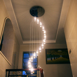 现代中式创意简约别墅K9水晶LED长吊灯 S型旋转复式楼梯间灯饰具