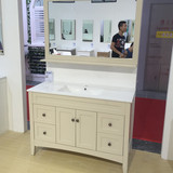 美式橡木现代浴室柜落地欧式卫浴柜组合实木柜洗漱台双台盆柜简约
