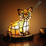 新品CC猫二彩色玻璃灯罩蒂凡尼工艺品装饰儿童房台灯纯手工小夜灯