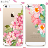 创意花卉iPhone5s手机壳 苹果5代抗摔保护套 透明软硅胶全包外壳