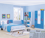 儿童家具男孩卧室成套组合1.2/1.5米小孩床三门带抽衣柜书桌包邮